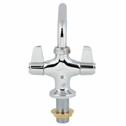T&S Brass And Bronze Works Equip By T&S 5F-2SLF06 Deck Mounted Single Hole Faucet With Flex Inlets, 6 1/8" Swing Spout, Laminar Flow Device, Cerama Cartridges, And Lever Handles -T&S Brass-shop 1650179