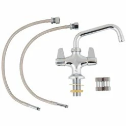T&S Brass And Bronze Works Equip By T&S 5F-2SLF06 Deck Mounted Single Hole Faucet With Flex Inlets, 6 1/8" Swing Spout, Laminar Flow Device, Cerama Cartridges, And Lever Handles -T&S Brass-shop 1650180