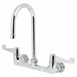T&S Brass And Bronze Works Equip By T&S 5F-8WWB05 Wall Mounted Faucet With 7 15/16" Gooseneck Spout, 8" Centers, Laminar Flow Device, And Wrist Handles -T&S Brass-shop 1655368