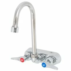 T&S Brass And Bronze Works T&S B-1146-V12-CR Wall Mounted Workboard Faucet With 5 3/4" Gooseneck Spout, 4" Centers, 1.2 GPM Aerator, Cerama Cartridges, And Lever Handles -T&S Brass-shop 1661823