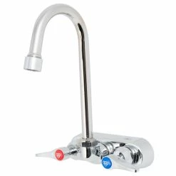 T&S Brass And Bronze Works T&S B-1146-2-V12-CR Wall Mounted Workboard Faucet With 4" Centers, 4 3/8" Gooseneck Spout, 1.2 GPM Aerator, Cerama Cartridges, And Lever Handles -T&S Brass-shop 1667242