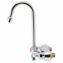T&S Brass And Bronze Works T&S B-1146-2-V12-CR Wall Mounted Workboard Faucet With 4" Centers, 4 3/8" Gooseneck Spout, 1.2 GPM Aerator, Cerama Cartridges, And Lever Handles -T&S Brass-shop 1667243