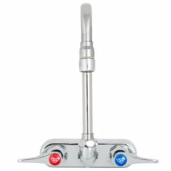 T&S Brass And Bronze Works T&S B-1115-132XN5CR Wall Mounted Workboard Faucet With 2 7/8" Gooseneck Spout, 4" Centers, .5 GPM Non-Aerated Spray Device, Cerama Cartridges, And Lever Handles