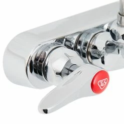 T&S Brass And Bronze Works T&S B-1115-132XN5CR Wall Mounted Workboard Faucet With 2 7/8" Gooseneck Spout, 4" Centers, .5 GPM Non-Aerated Spray Device, Cerama Cartridges, And Lever Handles -T&S Brass-shop 1668417