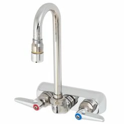 T&S Brass And Bronze Works T&S B-1115-132XN5QT Wall Mounted Workboard Faucet With 2 7/8" Gooseneck Spout, 4" Centers, .5 GPM Non-Aerated Spray Device, Eterna Cartridges, And Lever Handles -T&S Brass-shop 1668515