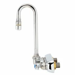 T&S Brass And Bronze Works T&S B-1115-132XN5QT Wall Mounted Workboard Faucet With 2 7/8" Gooseneck Spout, 4" Centers, .5 GPM Non-Aerated Spray Device, Eterna Cartridges, And Lever Handles -T&S Brass-shop 1668516