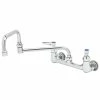 T&S Brass And Bronze Works T&S B-0267 Wall Mounted Faucet With 12" Double-Jointed Swing Spout, 4.16 GPM Stream Regulator, 8" Adjustable Centers, And Lever Handles