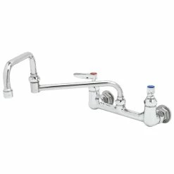 T&S Brass And Bronze Works T&S B-0267 Wall Mounted Faucet With 12" Double-Jointed Swing Spout, 4.16 GPM Stream Regulator, 8" Adjustable Centers, And Lever Handles