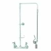 T&S Brass And Bronze Works T&S B-0131-CR-BC28H Wall Mounted 29 1/2" High Pre-Rinse Faucet With Adjustable 8" Centers, Low Flow Spray Valve, Swivel Arm, 28" Hose, And 6" Wall Bracket