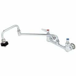 T&S Brass And Bronze Works T&S B-0597-CR Wall Mount Mixing Faucet With 8" Adjustable Centers, 18" Double Joint Swing Nozzle, And Cerama Cartridges