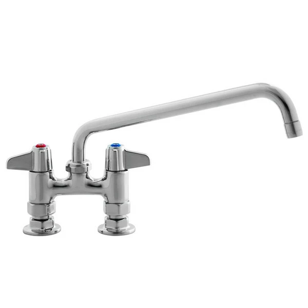 T&S Brass And Bronze Works Equip By T&S 5F-4DLS10A Deck Mounted Faucet With 4" Centers, 10 1/8" Swing Spout, 2.2 GPM Aerator, And Lever Handles 1 T&S Brass And Bronze Works Equip By T&S 5F-4DLS10A Deck Mounted Faucet With 4" Centers, 10 1/8" Swing Spout, 2.2 GPM Aerator, And Lever Handles