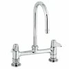 T&S Brass And Bronze Works Equip By T&S 5F-8DLS05A Deck Mounted Faucet With 5 9/16" Gooseneck Spout, 8" Centers, 2.2 GPM Aerator, And Lever Handles