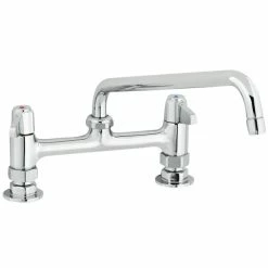 T&S Brass And Bronze Works Equip By T&S 5F-8DLS12A Deck Mounted Faucet With 8" Centers, 12 1/8" Swing Spout, 2.2 GPM Aerator, And Lever Handles