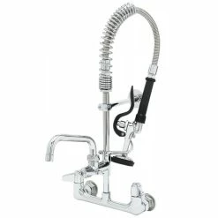 T&S Brass And Bronze Works Equip By T&S 5MPH-8WLN-06 Wall Mounted Dual-Temp Pre-Rinse Faucet With 24" Hose, 6 1/8" Add-On Faucet, 6" Wall Bracket, And Lever Handles