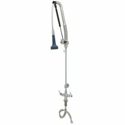 T&S Brass And Bronze Works T&S B-0113-CR-B8TP 44 13/16" High Deck Mounted DuraPull Pre-Rinse Faucet With Flex Inlets, 30" Hose, 1.07 GPM Spray Valve, Accessory Tee, And Wall Bracket