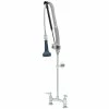 T&S Brass And Bronze Works T&S B-0123-CR-B8P 42 11/16" High Deck Mounted DuraPull Pre-Rinse Faucet 8" Adjustable Centers, 30" Hose, 1.07 GPM Spray Valve, And Wall Bracket