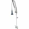 T&S Brass And Bronze Works T&S B-5110-CR-B8TP 42 3/4" High Deck Mounted DuraPull Pre-Rinse Faucet 4" Workboard Centers, 30" Hose, 1.07 GPM Spray Valve, Accessory Tee, And Wall Bracket