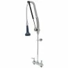 T&S Brass And Bronze Works T&S B-5120-CR-B8P 40 13/16" High Deck Mounted DuraPull Pre-Rinse Faucet 8" Workboard Centers, 30" Hose, 1.07 GPM Spray Valve, And Wall Bracket
