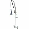 T&S Brass And Bronze Works T&S B-5120-CR-B8TP 42 3/4" High Deck Mounted DuraPull Pre-Rinse Faucet 8" Workboard Centers, 30" Hose, 1.07 GPM Spray Valve, Accessory Tee, And Wall Bracket