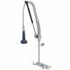 T&S Brass And Bronze Works T&S B-5125-CR-B8P 34 1/8" High Wall Mounted DuraPull Pre-Rinse Faucet 8" Workboard Centers, 30" Hose, 1.07 GPM Spray Valve, And Wall Bracket
