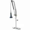 T&S Brass And Bronze Works T&S B-5125-CR-B8TP 36 1/16" High Wall Mounted DuraPull Pre-Rinse Faucet 8" Workboard Centers, 30" Hose, 1.07 GPM Spray Valve, Accessory Tee, And Wall Bracket