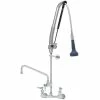 T&S Brass And Bronze Works T&S B-0133-12-CRB8P 38 7/16" High Wall Mounted DuraPull Pre-Rinse Faucet 8" Adjustable Centers, 30" Hose, 1.07 GPM Spray Valve, 12" Add-On Faucet, And Wall Bracket