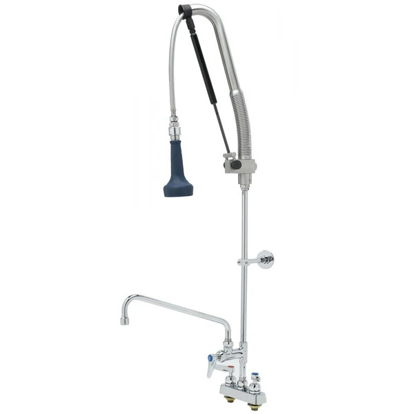 T&S Brass And Bronze Works T&S B-5110-12-CRB8P 45 3/16" High Deck Mounted DuraPull Pre-Rinse Faucet 4" Workboard Centers, 30" Hose, 1.07 GPM Spray Valve, 12" Add-On Faucet, And Wall Bracket 1 T&S Brass And Bronze Works T&S B-5110-12-CRB8P 45 3/16" High Deck Mounted DuraPull Pre-Rinse Faucet 4" Workboard Centers, 30" Hose, 1.07 GPM Spray Valve, 12" Add-On Faucet, And Wall Bracket