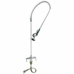 T&S Brass And Bronze Works T&S B-0113-R EasyInstall Deck Mounted 45" High Pre-Rinse Faucet With Flex Inlets And 44" Hose