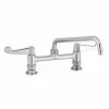 T&S Brass And Bronze Works Equip By T&S 5F-8DWS14 Deck Mount Mixing Faucet With Wrist Action Handles And 14 1/8" Swing Nozzle On 8" Centers