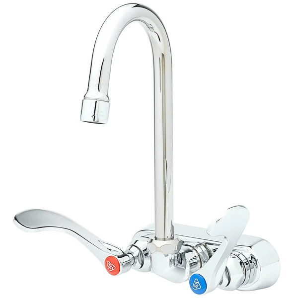 T&S Brass And Bronze Works T&S B-1146-02A-CR4 Wall Mounted Workboard Faucet With 4 3/8" Gooseneck Spout And Wrist Handles 1 T&S Brass And Bronze Works T&S B-1146-02A-CR4 Wall Mounted Workboard Faucet With 4 3/8" Gooseneck Spout And Wrist Handles