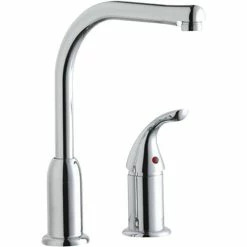 Elkay LKF413945RS Everyday Deck Mount Chrome Kitchen Faucet With Remote Lever Handle And Restricted Spout