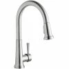 Elkay LK6000LS Everyday Deck Mount Lustrous Steel Kitchen Faucet With Pull-Down Spray Head And Forward Lever Handle