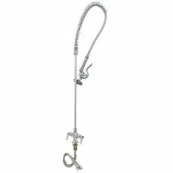 T&S Brass And Bronze Works T&S B-0113-CR EasyInstall Deck Mounted 42" High Pre-Rinse Faucet With Flex Inlets And 44" Hose