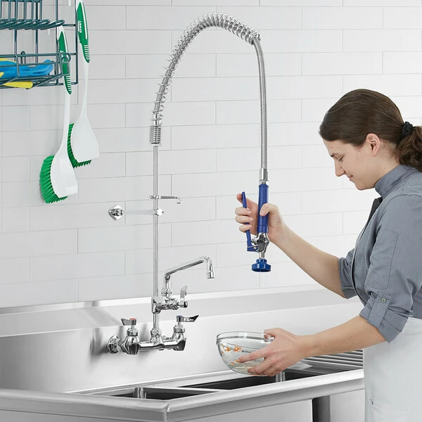 Waterloo 1.15 GPM Wall-Mounted Pre-Rinse Faucet With 8" Centers And 12" Add-On Faucet 1 Waterloo 1.15 GPM Wall-Mounted Pre-Rinse Faucet With 8" Centers And 12" Add-On Faucet