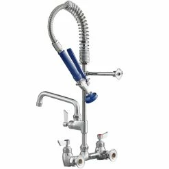 Waterloo 0.65 GPM Low Profile Wall-Mounted Pre-Rinse Faucet With 8" Centers And 8" Add-on Faucet -T&S Brass-shop 2206005