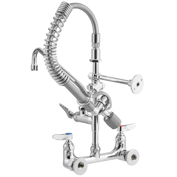 T&S Brass And Bronze Works T&S MPY-8WLN-12-4C EasyInstall Wall Mounted 21" High Mini Pre-Rinse Faucet With Adjustable 8" Centers, Low Flow Spray Valve, 24" Hose, 12" Add-On Faucet, 4-Way Accessory Cross, And 6" Wall Bracket 3 T&S Brass And Bronze Works T&S MPY-8WLN-12-4C EasyInstall Wall Mounted 21" High Mini Pre-Rinse Faucet With Adjustable 8" Centers, Low Flow Spray Valve, 24" Hose, 12" Add-On Faucet, 4-Way Accessory Cross, And 6" Wall Bracket - Image 3