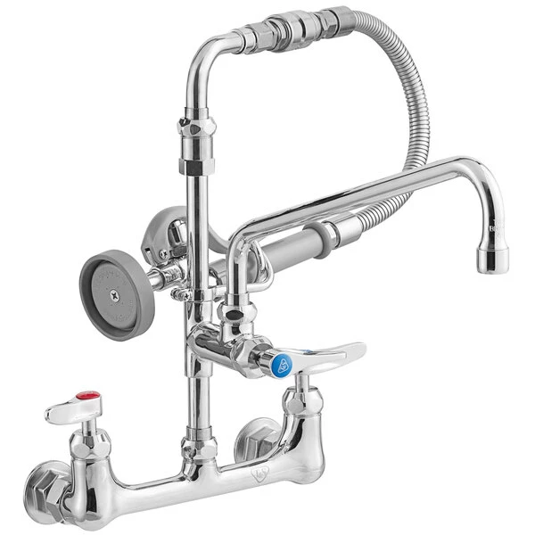 T&S Brass And Bronze Works T&S B-0184 Wall Mounted Pre-Rinse Faucet With Adjustable 8" Centers, 20" Hose, 12" Add-On Faucet, 90 Degree Swivel Adapter, And Vacuum Breaker 2 T&S Brass And Bronze Works T&S B-0184 Wall Mounted Pre-Rinse Faucet With Adjustable 8" Centers, 20" Hose, 12" Add-On Faucet, 90 Degree Swivel Adapter, And Vacuum Breaker - Image 2