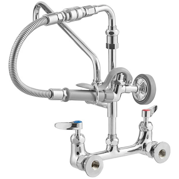 T&S Brass And Bronze Works T&S B-0184 Wall Mounted Pre-Rinse Faucet With Adjustable 8" Centers, 20" Hose, 12" Add-On Faucet, 90 Degree Swivel Adapter, And Vacuum Breaker 3 T&S Brass And Bronze Works T&S B-0184 Wall Mounted Pre-Rinse Faucet With Adjustable 8" Centers, 20" Hose, 12" Add-On Faucet, 90 Degree Swivel Adapter, And Vacuum Breaker - Image 3