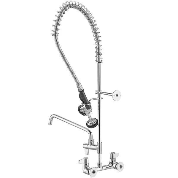 T&S Brass And Bronze Works Equip By T&S 5PR-8W12 Wall Mounted 35 3/4" High Pre-Rinse Faucet With 8" Adjustable Centers, 44" Hose, 12" Add-On Faucet, And 6" Wall Bracket 3 T&S Brass And Bronze Works Equip By T&S 5PR-8W12 Wall Mounted 35 3/4" High Pre-Rinse Faucet With 8" Adjustable Centers, 44" Hose, 12" Add-On Faucet, And 6" Wall Bracket - Image 3