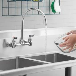 Waterloo Wall Mount Faucet With 10" Gooseneck Spout And 8" Centers