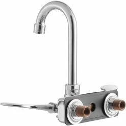 Regency Plumbing & Hardware Regency Wall Mount Handsink Faucet With 3 1/2" Swivel Gooseneck Spout, 4" Centers, And Wrist Handles -T&S Brass-shop 2233103