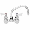 Fisher 3610 Backsplash Mounted Faucet With 4" Centers, 6" Swing Nozzle, 2.2 GPM Aerator, And Lever Handles