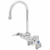 T&S Brass And Bronze Works T&S B-0342 Wall Mounted Pantry Faucet With Adjustable Centers, 5 1/2" Rigid Gooseneck, And Integral Stops