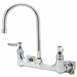 T&S Brass And Bronze Works T&S B-0331-VF22-EL Vandal-Resistant Wall Mounted Faucet With 8" Adjustable Centers, 5 3/4" Swivel Gooseneck, Eterna Cartridges, And Installation Kit