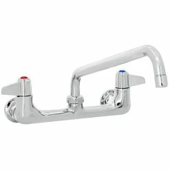 T&S Brass And Bronze Works Equip By T&S 5F-8WLS10 Wall Mounted Faucet With 8" Adjustable Centers, 10 1/8" Swing Spout, Laminar Flow Device, Cerama Cartridges, Lever Handles, And Elbows