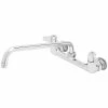T&S Brass And Bronze Works Equip By T&S 5F-8WLB12 Wall Mounted Faucet With 8" Adjustable Centers, 12 1/8" Swing Spout, Laminar Flow Device, Cerama Cartridges, And Lever Handles