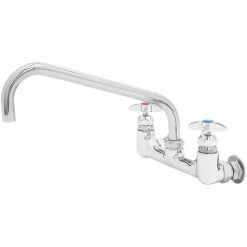 T&S Brass And Bronze Works T&S B-0290-CVH Wall Mount Big Flo Kettle And Pot Sink Mixing Faucet With 8" Adjustable Centers, 12" Big Flo Swing Nozzle, Check Valves, And 00LL Street Elbows