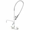 T&S Brass And Bronze Works T&S B-0133-12CRVBCE EasyInstall Wall Mounted 41 1/4" High Pre-Rinse Faucet With Adjustable 8" Centers, Low Flow Spray Valve, 44" Hose, 12" Add-On Faucet, Installation Kit, Vacuum Breaker, And 6" Wall Bracket