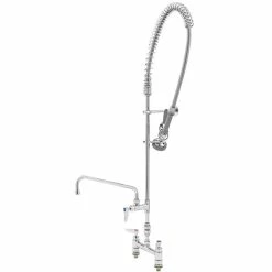 T&S Brass And Bronze Works T&S B-0123-12CRCCVB EasyInstall Deck Mounted 45 1/4" High Pre-Rinse Faucet With Adjustable 8" Centers, 44" Hose, 12" Add-On Faucet, And 6" Wall Bracket