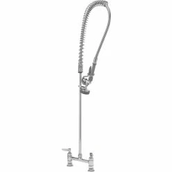 T&S Brass And Bronze Works T&S B-0123 EasyInstall Deck Mounted 41 3/4" High Pre-Rinse Faucet With Adjustable 8" Centers, And 44" Hose